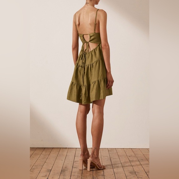 SOLD Shona Joy Lucille Tiered Mini Dress in Cumin - Picture 5 of 15